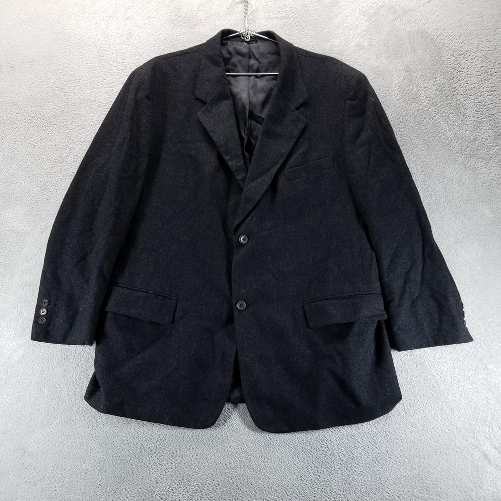 VTG J Crew Suit Jacket Mens 46R Black‎ Wool Made In USA 2 Button Office Career